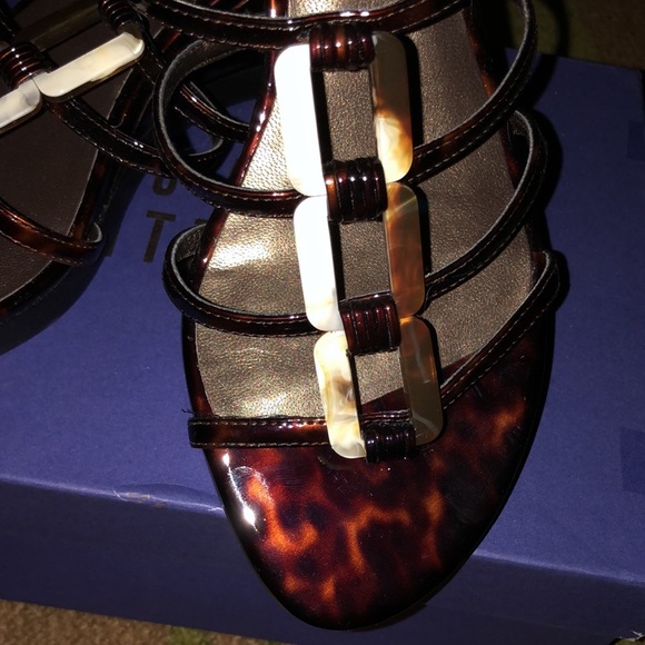 NWB-  brown leather Stuart Weitzman wedges sandals - Picture 4 of 9